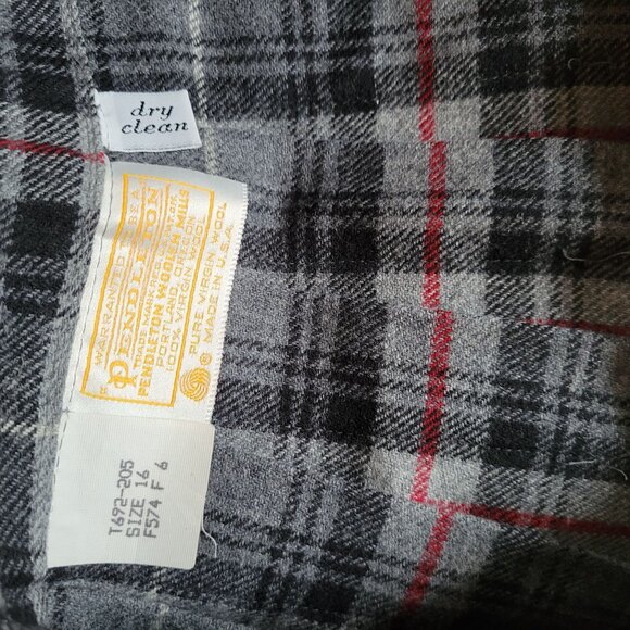 Vintage Pendleton Woolen Mills Pleated Tartan Skirt Size 6 Gray & Red Plaid 100% - Picture 5 of 6